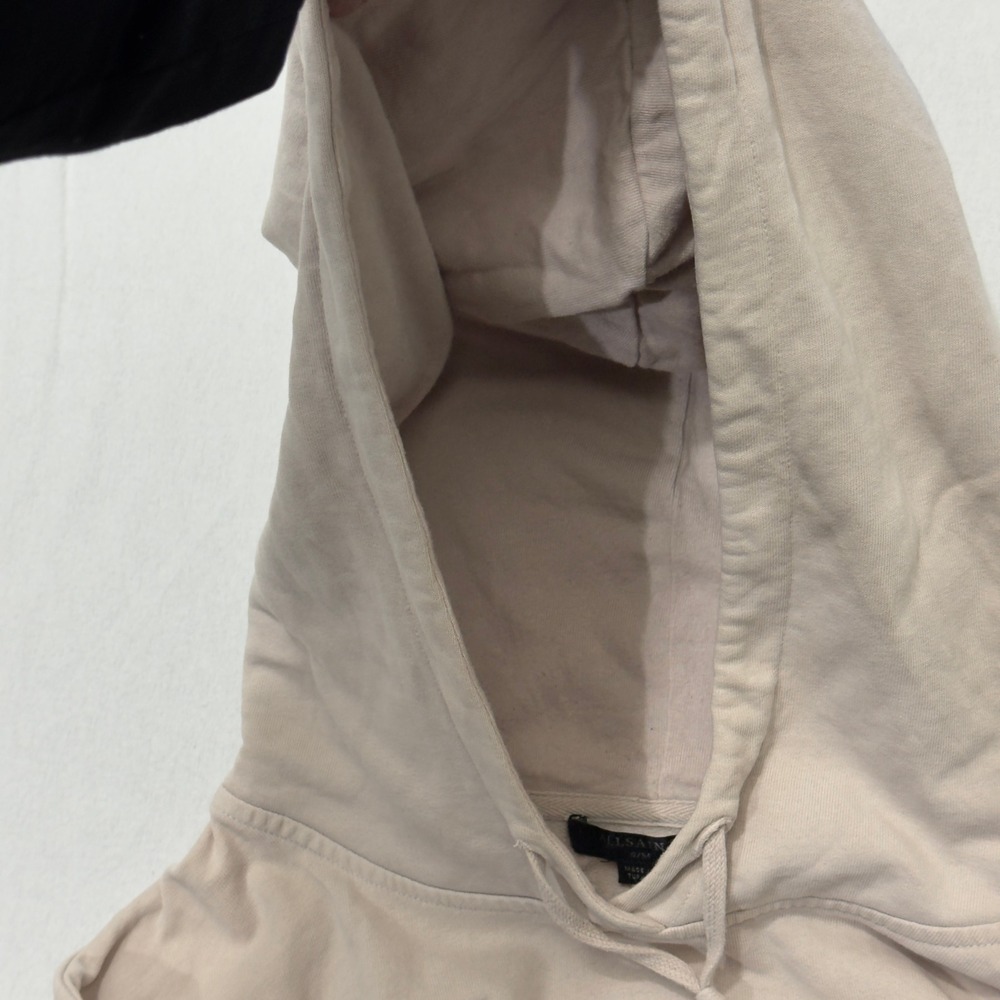 AllSaints Oversized Tor Hoodie Unisex S/M Beige Cotton Modal Lined Minimalist‎ - Picture 3 of 13